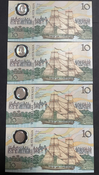 Australia 1988 $10 Johnston Fraser Polymer "AB" First Printing Run of 4 R310a Mc173a