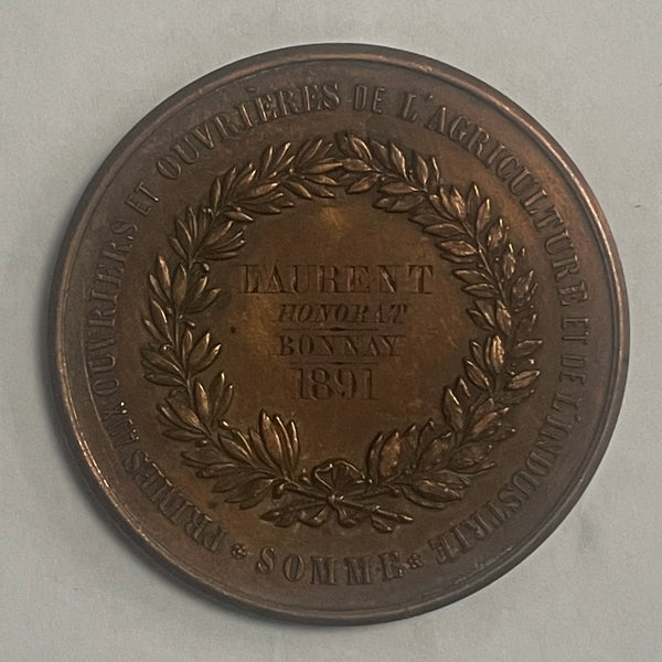 France 1891 Somme Agricultural & Industry Workers Medal struk by Oudine