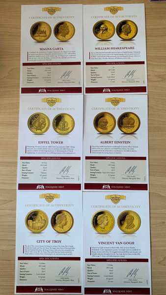Macquarie Mint "The Smallest Gold Coins of The World" Collection 44 x .5 gram gold coins
