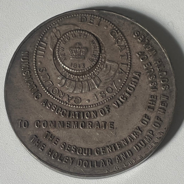 Australia 1964 N. A. V.  Coin Club Holey Dollar & Dump Silver Medallion  No. 57