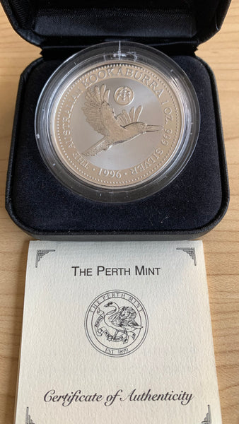 Australia 1996 Perth Mint  $1 Kookaburra "Belgium" Privy Mark 1oz .999 Silver Coin