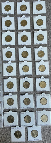 2019 Royal Australian Mint $1 Great Aussie Coin Hunt set of 26 Alphabet Uncirculated Coins