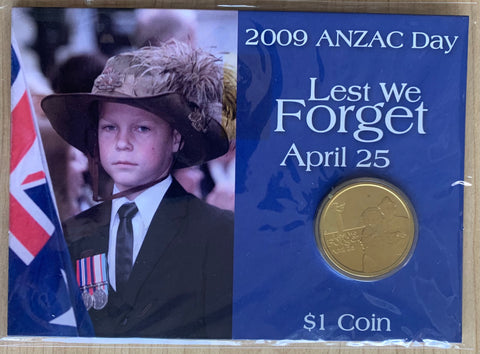 Australia 2009 Perth Mint Lest We Forget 2009 Anzac day April 25th Young People $1 uncirculated coin