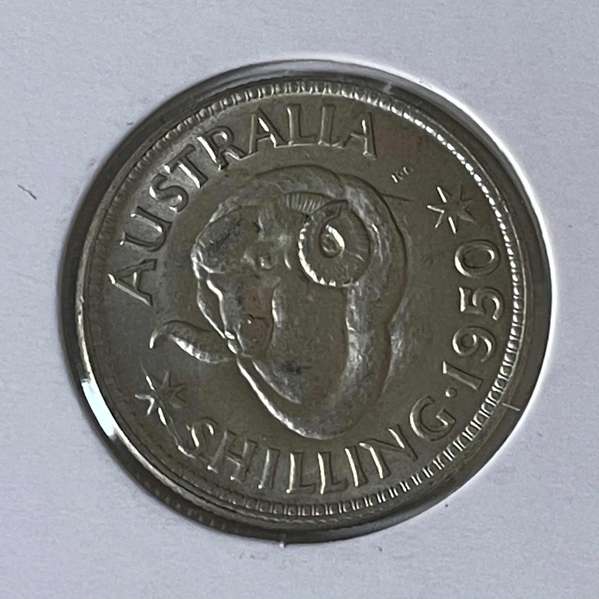 Australia 1950 1/- One Shilling silver coin about Uncirculated