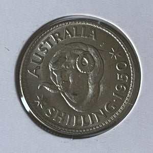 Australia 1950 1/- One Shilling silver coin about Uncirculated