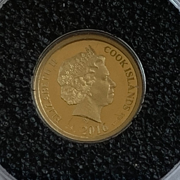 Cook Islands 2016 Macquarie Mint $1 Sir Donald Bradman .5 grams of .585 Gold Coin