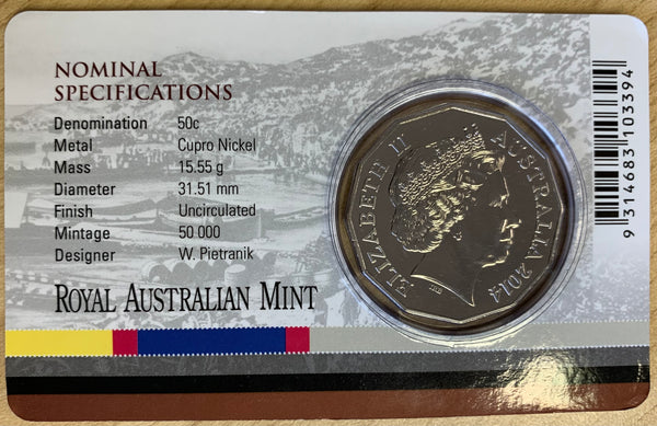 Australia 2014 Royal Australian Mint Fifty Cents 50c Australia at War Gallipoli Campaign