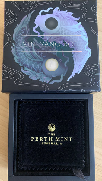 Tuvalu 2024 Perth Mint $5 Yin Yang Koi 5oz Silver Coloured Coin with Pearls