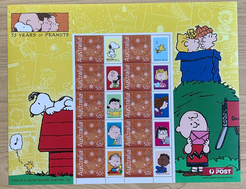 Australia Post 2004 50c 55 Years of Peanuts Stamp sheet