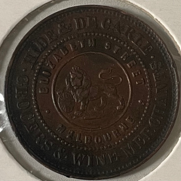 Australia 1857 Hide & De Carle 1/2d Penny Token  Very Fine Condition