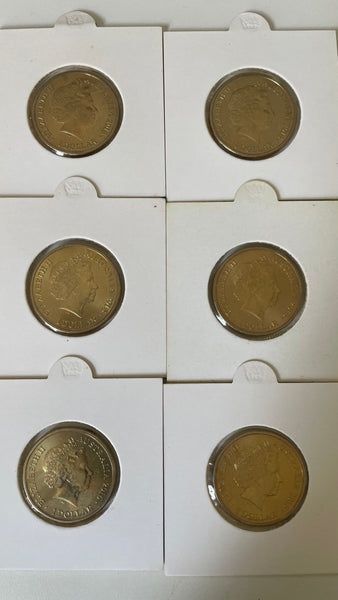 Australia 2015 Unlikely Heroes set of 6 coloured $1 coins.