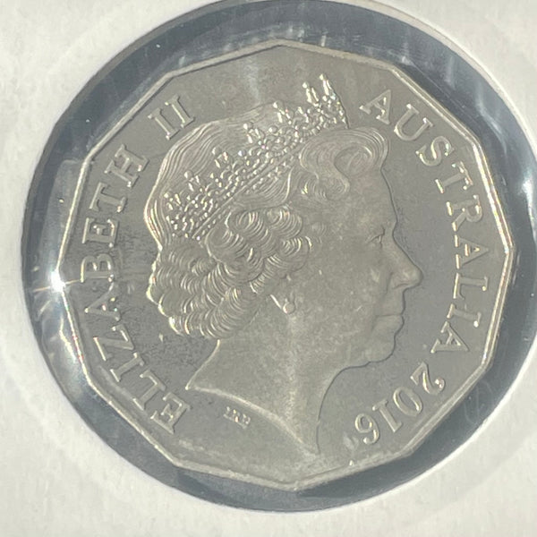 Australia 2016 50c Coat of Arms Frosted Queen Elizabeth II  Uncirculated Coin