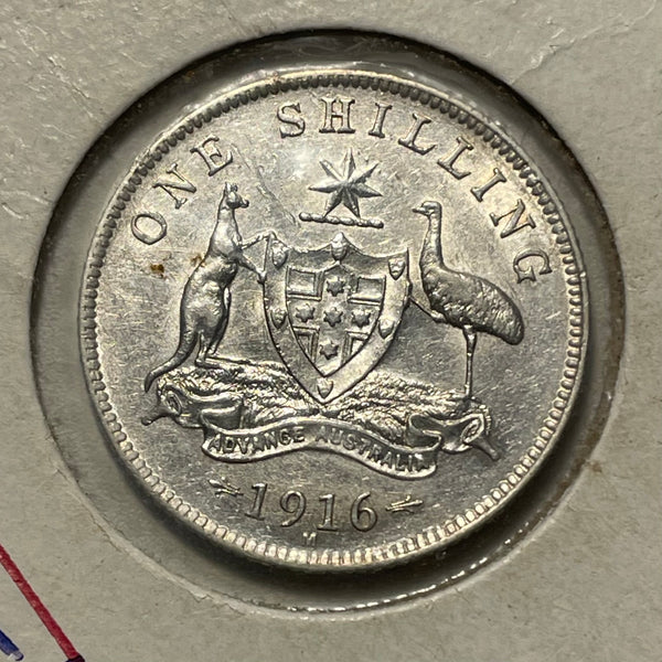 Australia 1916 1/- One Shilling Silver Coin Extremely Fine Condition
