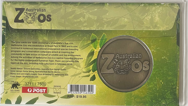 2012 Australian Zoos Sumatran Tiger PNC 150 Years Melbourne Zoo