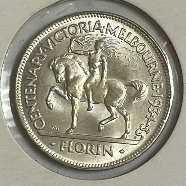 Australia 1934-5 Melbourne Centenary Florin Uncirculated UNC