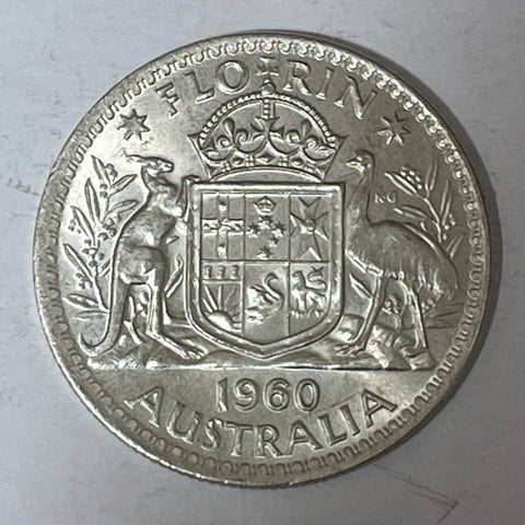 Australia 1960 2/- Florin Silver Coin Uncirculated