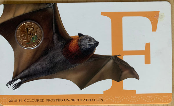 2015 Aussie Alphabet Coloured $1 coins "F" Flying Fox