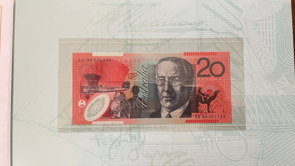 Australia 1998 $5, $10, $20, $50 & $100 Deluxe Banknote Folder, Matching Serial Numbers