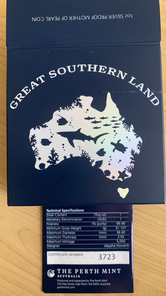 Australia 2021 $1 Great Southern Land Mother of Pearl 1 ounce Silver Coin, Box Cert