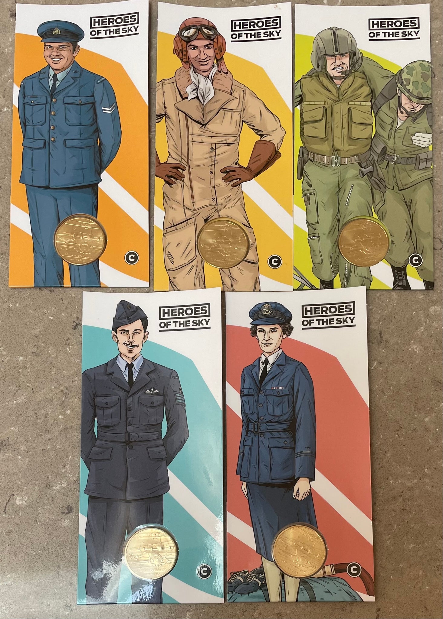 Australia 2021 Royal Australian Mint $1 Heroes of the Sky Set of 5 Uncirculated Coins
