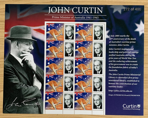 Australia 50c John Curtin Prime Minister Limited Edition Sheet 172 / 400