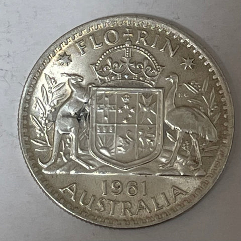 Australia 1961 2/- Florin Silver Coin Uncirculated