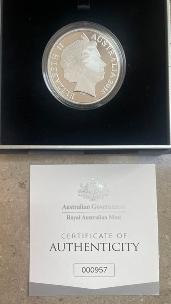 Australia 2018 RAM $5 Pyeongchang Winter Olympics Fine Silver Proof Coin