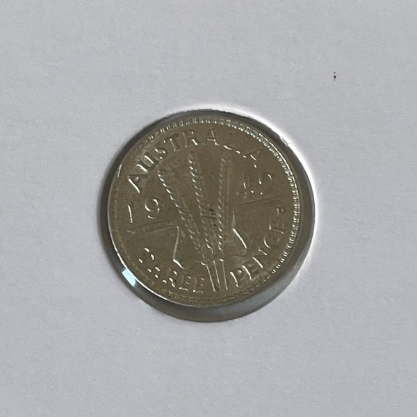 Australia 1942D 3d Threepence Silver Coin about Uncirculated