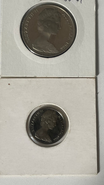 Australia 1966 Royal Australian Mint 5c & 20c Proof Coins