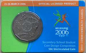 2006 Melbourne Commonwealth Games 50c Secondary School Student Coin Design Uncirculated