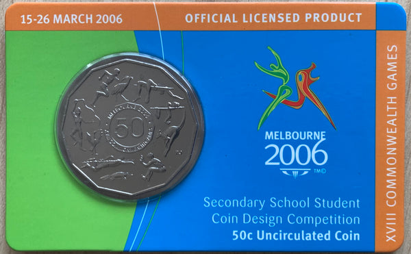 2006 Melbourne Commonwealth Games 50c Secondary School Student Coin Design Uncirculated