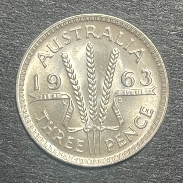 Australia 1963 3d Threepence Silver Coin Uncirculated Condition
