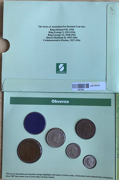 Australia 1950 Sherwood Pre Decimal 5 Coin Set  IDEAL BIRTHDAY GIFT