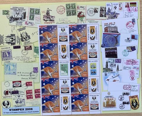 Stampex 2006 70 Years of Philatelic Exhibitions in South Australia 50c stamp sheet