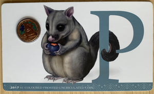 2017 Aussie Alphabet Coloured $1 coin "P" Possum