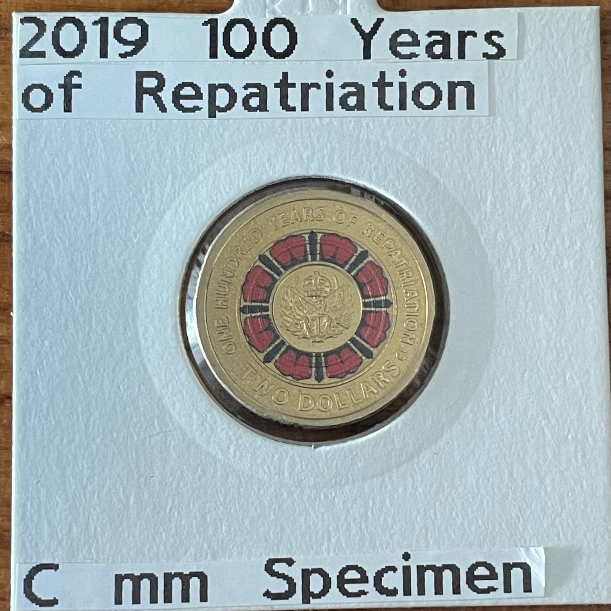 AUSTRALIA 2019 Coloured $2 C Mintmark 100 Years of Repatriation $2