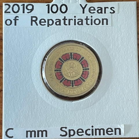 AUSTRALIA 2019 Coloured $2 C Mintmark 100 Years of Repatriation $2