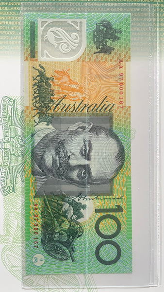 Australia 1997 $5, $10, $20, $50, $100 Banknote Premium Folders with Matching Red Serial Numbers