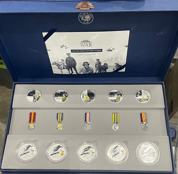 Perth Mint 2003 Coin & Medallion Tribute Services Complete Australians at War in Presentation Box