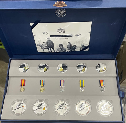 Australia Perth Mint 2003 Kookaburra Silver Coins & Medallions "Australians at War" Complete in Presentation Box