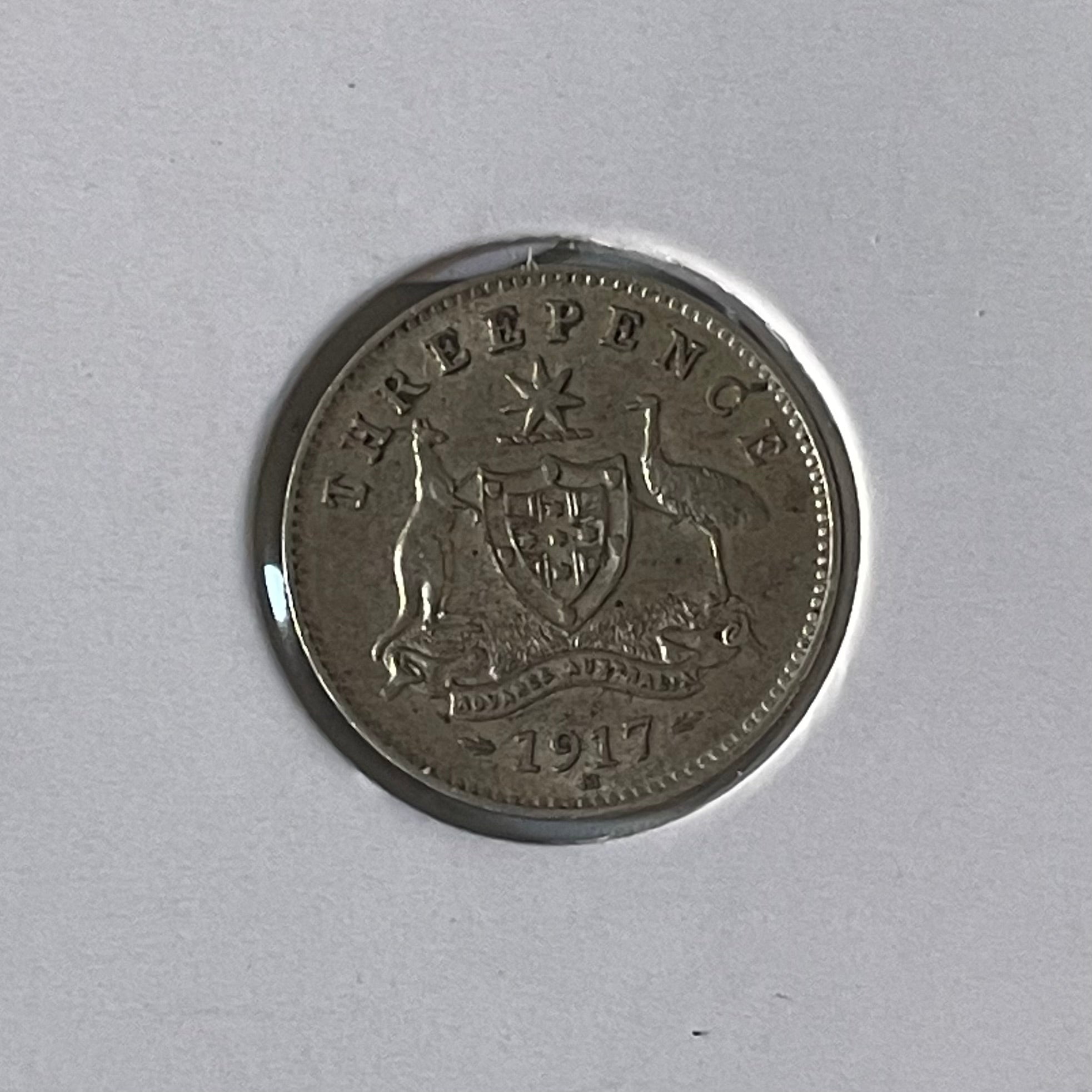 Australia 1917 3d Threepence Silver Coin Extremely Fine Condition