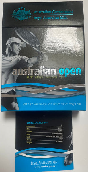 Australia 2012 Australia $2 Fine Silver Australian Open Men's Tennis Coin