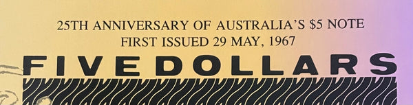 Australia 1992 $5 25th Anniversary Uncut Block of 4 Sydney Coin and Banknote Fair Folder