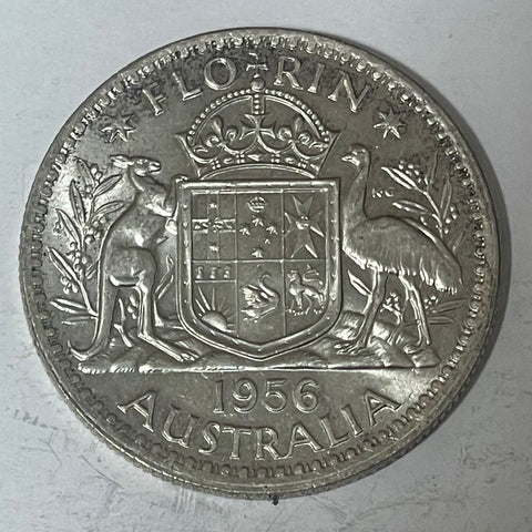 Australia 1956 2/- Florin Silver Coin Uncirculated
