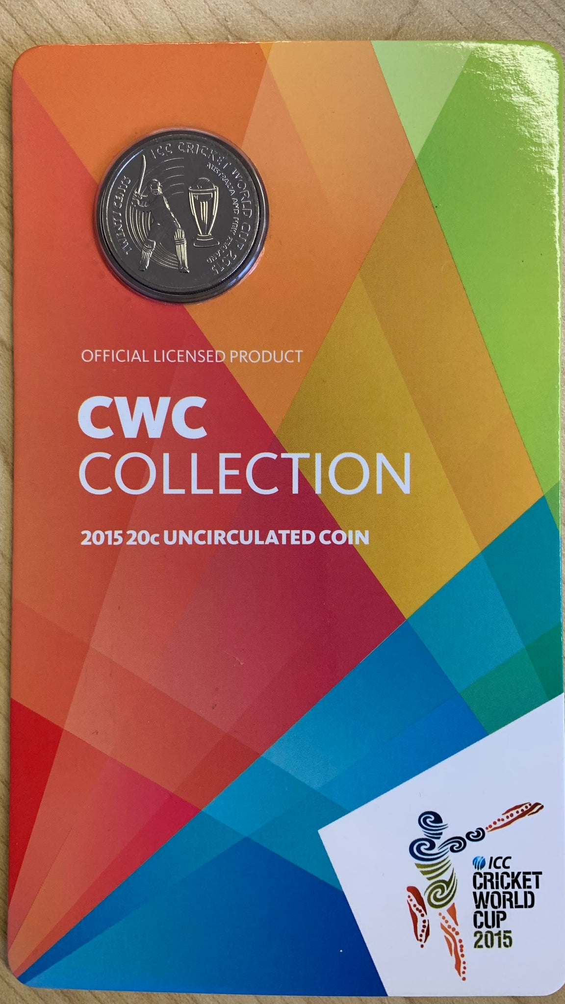 Australia 2015 Royal Australian Mint 20c CWC World  Cup Uncirculated Carded Coin