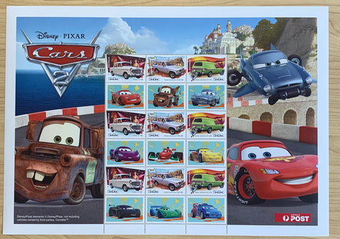 Australia Post Pixar Cars 2 50c  Stamp Sheet