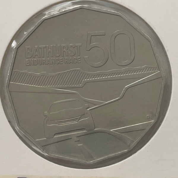 Australia 2013 Bathurst car Racing Anniversary carded 50 cents coin in 2x2 mount
