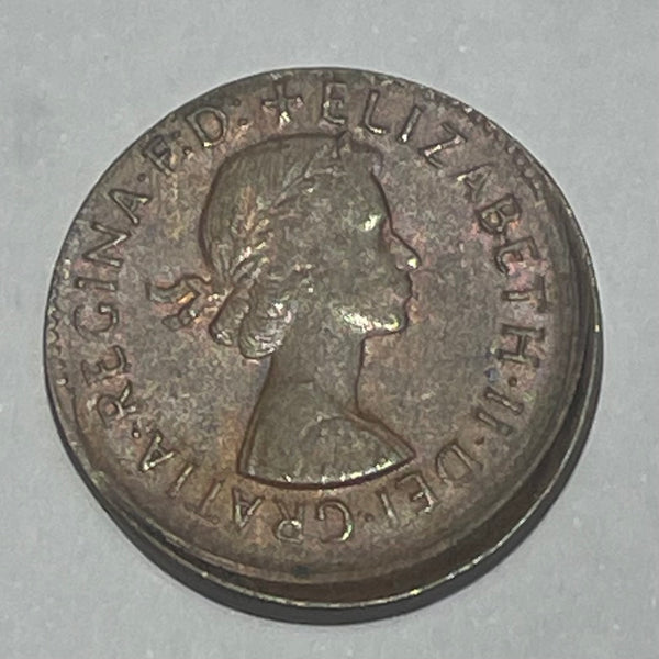 Australia 1961 1/2d Halfpenny Mis-Strike Variety Copper Coin