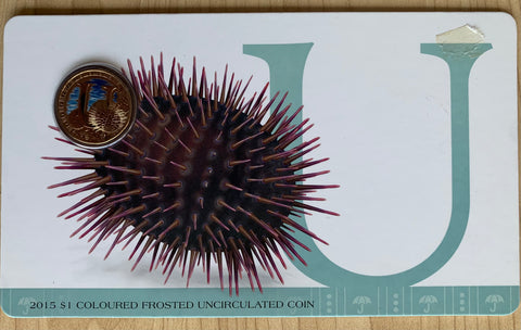 2015 Aussie Alphabet Coloured $1 coin "U" Sea Urchin