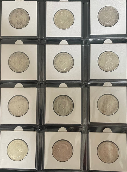 Australia 1910-63 Complete Set of 2/- Florin Silver Coins. Very Good to Extremely Fine